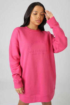 Kaiia Embroidered Sweat Dress Pink
