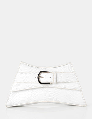 The Charli White Croc Adjustable Strap Mini Bag