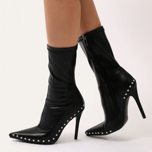 Hustle Studded Sock Boots in Black