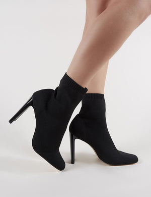 Pioneer Sock Fit Knitted Ankle Boots in Black