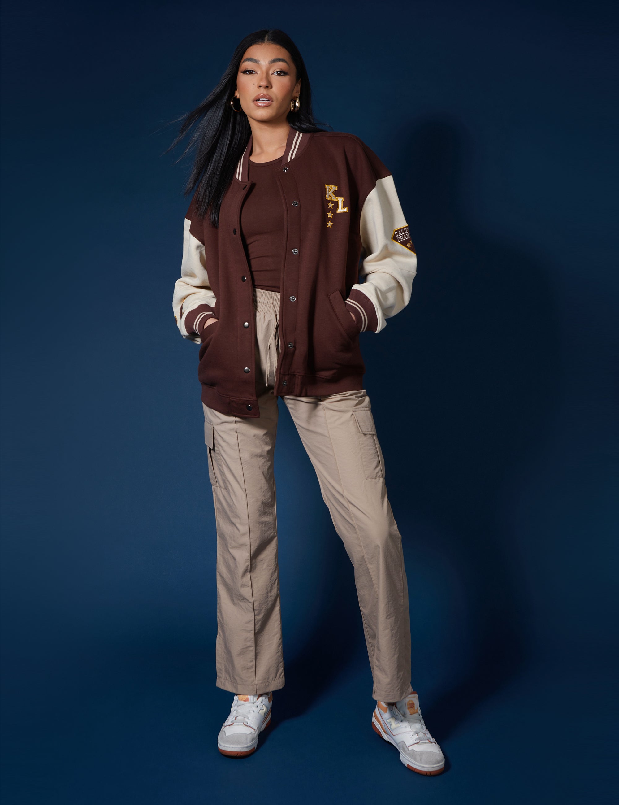 La Palm Tree Varsity Jacket Chocolate | Kaiia