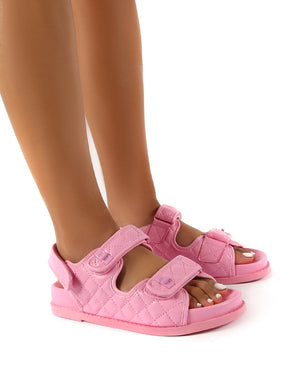 Carmen Pink PU Quilted Flat Sandals