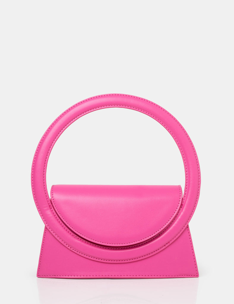 The Top Handle Bright Pink Pu Circlur Handle Grab Bag | Public Desire