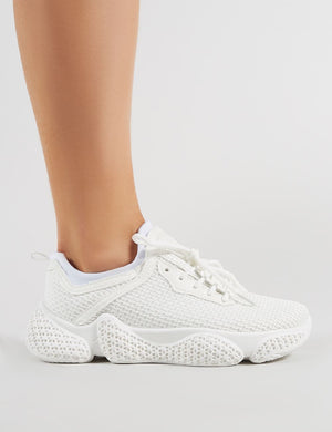 Blur Chunky Mesh Trainers in White