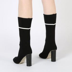 Elliott Sock Fit Stripe Ankle Boots in Black