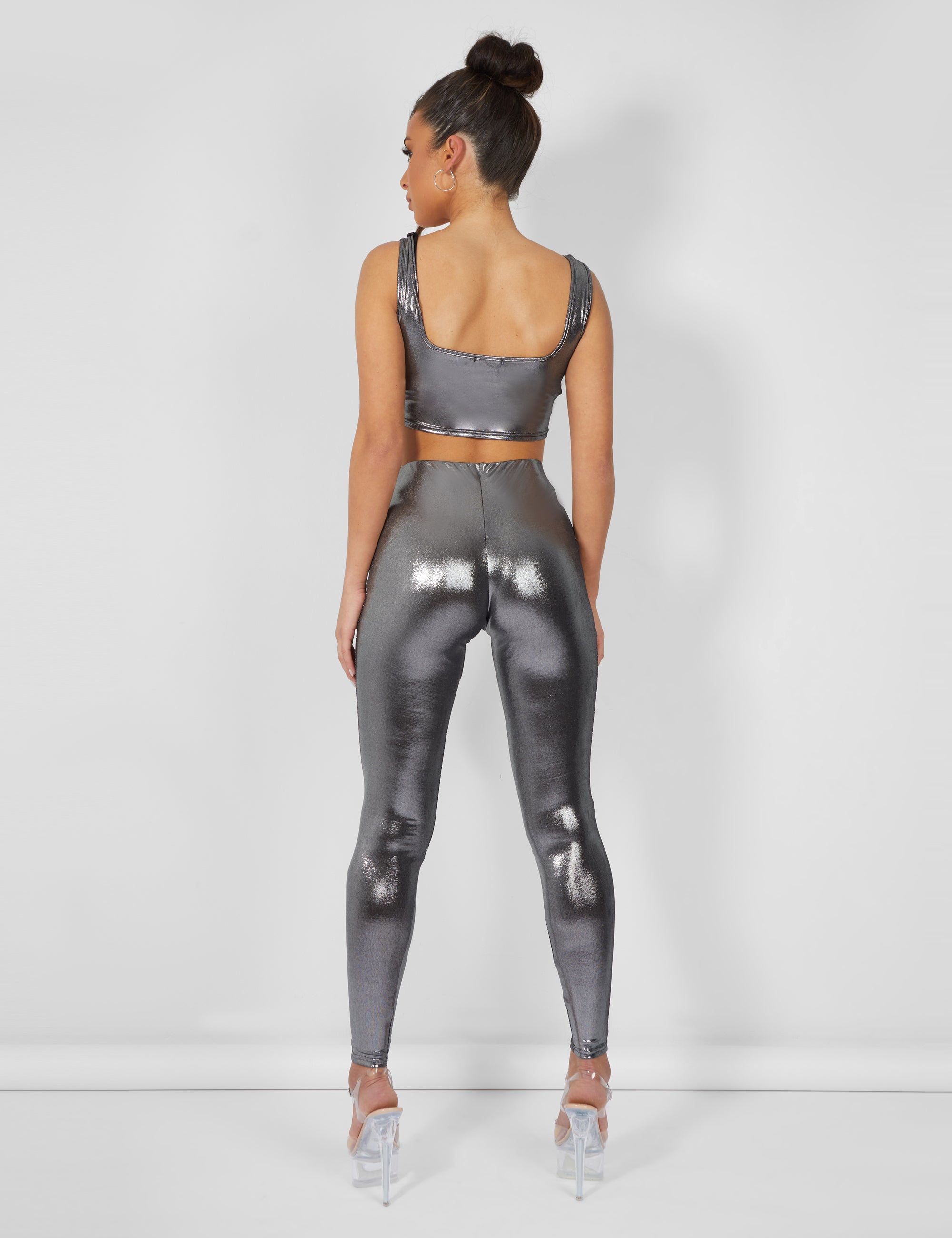 Silver Wet Look Leggings Clothing Quicksilver Metallic Effect Stretching Tights  Shiny Women Streetwear Slim Fit Liquid Tights Pants -  Canada
