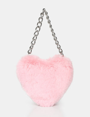 The Anouk Pink Heart Shaped Faux Fur Grab Bag