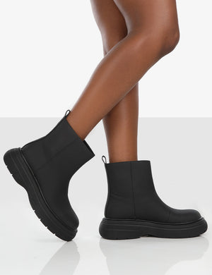 Caia Black Chunky Sole Ankle Boot