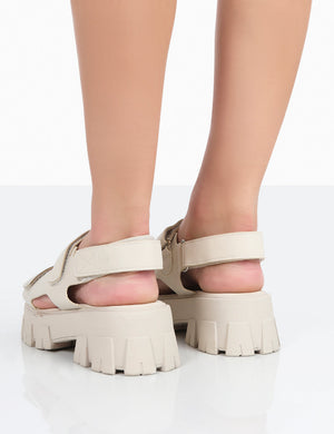 Brighton Wide Fit Ecru Nylon Flatform Open Toe Sandals