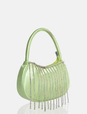 The Sia Soft Green Satin Diamante Trim Mini Bag