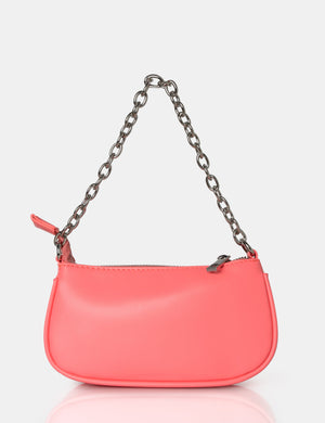 The Leia Neon Pink Pu Shoulder Chained Bag