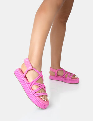 Duffy Pink Rope Flat Dad Sandals