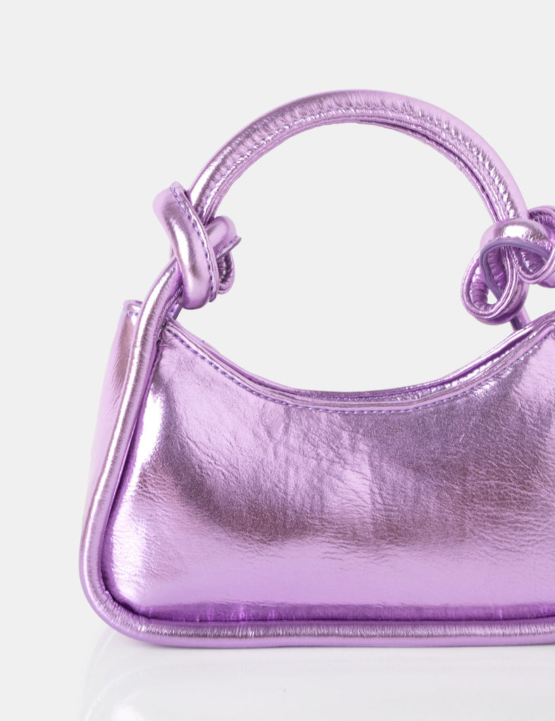 Knot Metallic Purple Pu Knotted Top Handle Grab Bag | Public Desire