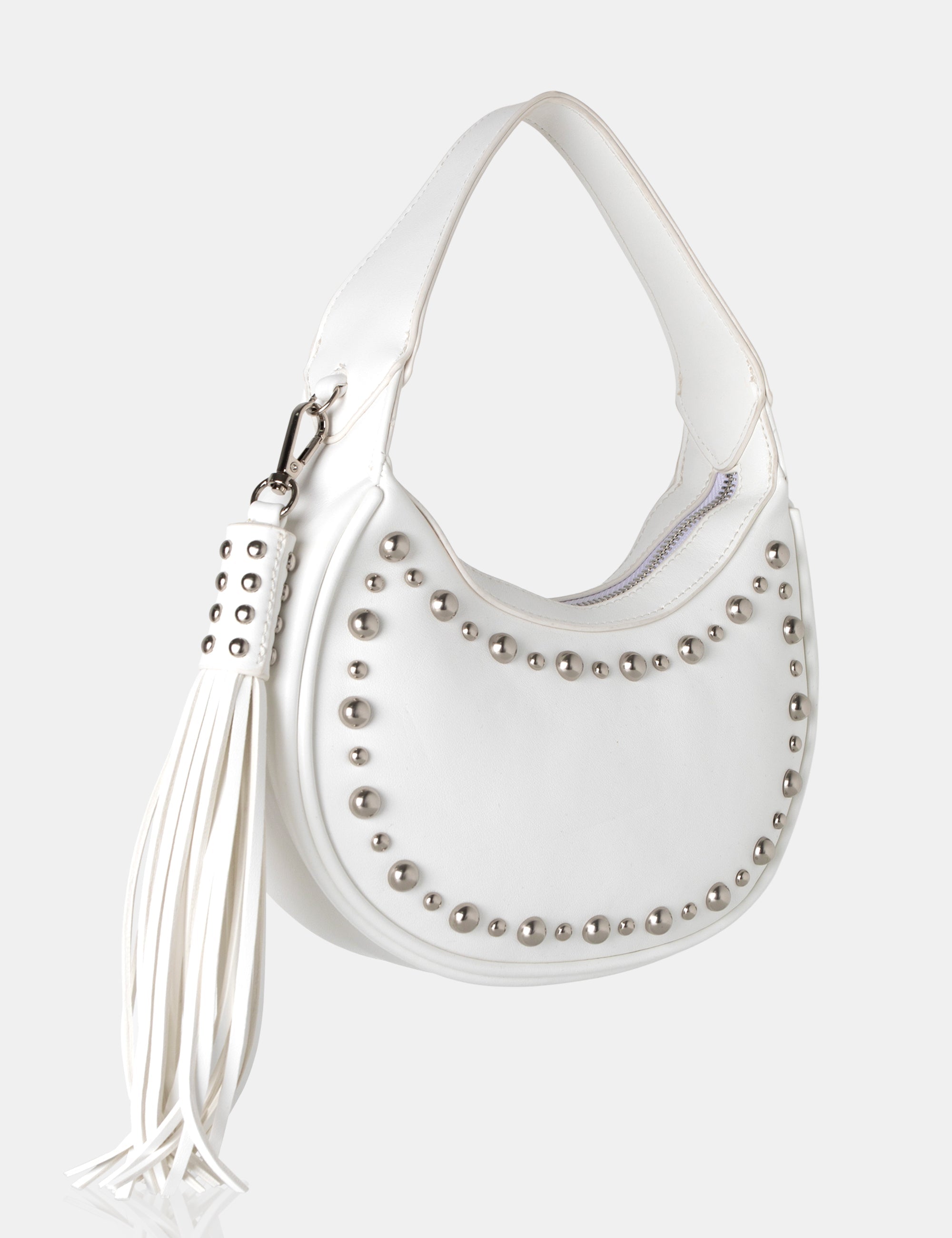 White shop studded bag