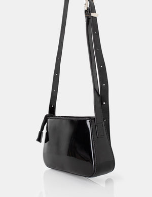 The Kass Black Pu Western Adjustable Shoulder Crossbody Bag