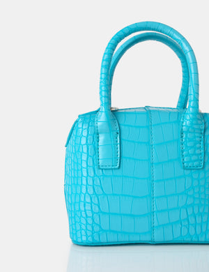 Bode Blue Croc Square Top Handle Mini Bag