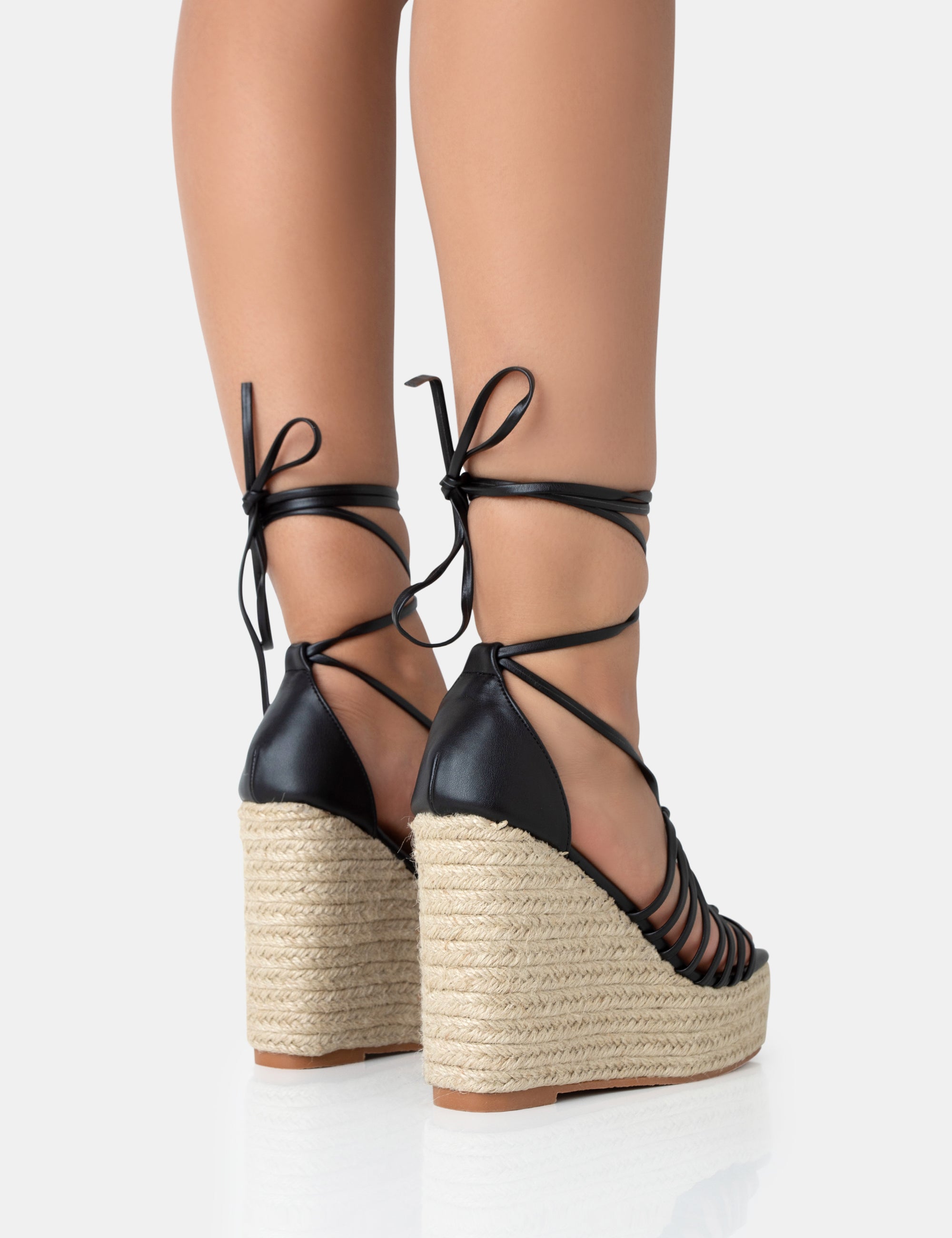 Unique Bargains Women's Open Toe Espadrille Platform Wedges Heel Lace Up  Sandals - Walmart.com