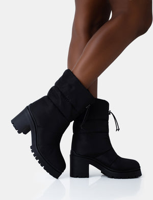 Vine Black Nylon Padded Toggle Ankle Boots