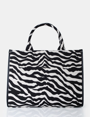 The Bali Zebra Print Canvas Tote Bag