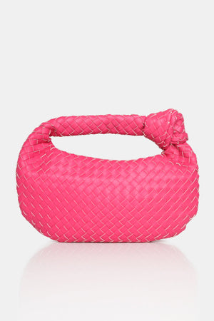 The Blame Hot Pink Woven PU Knot Detail Mini Grab Bag