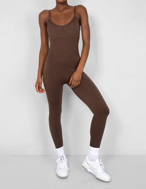 Seamless Unitard Jumpsuit Brown