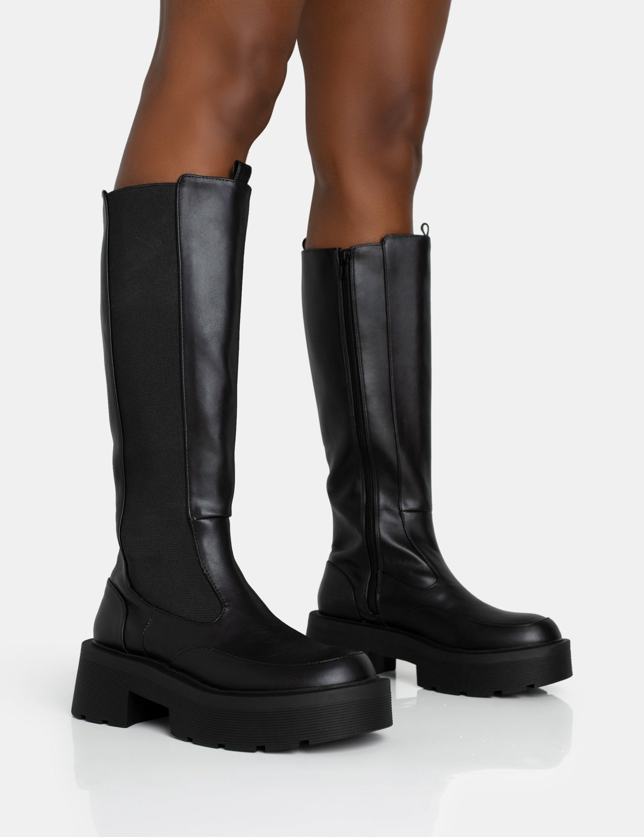 elasticated knee high boots