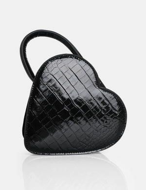 The Roux Black Croc Heart Grab Bag