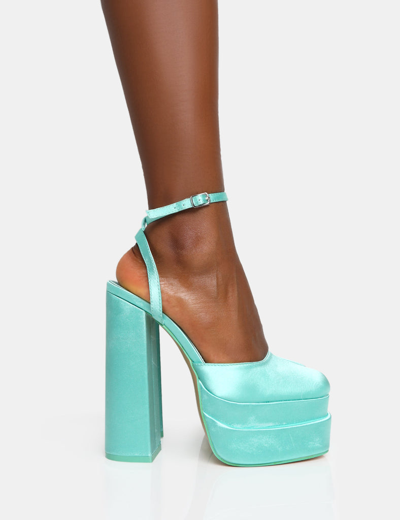 Moonchild Turquoise Closed Toe Statement Platform Block Heels | Public ...