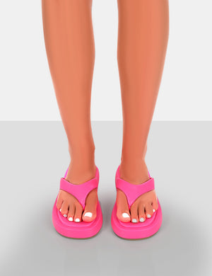 Surfs Up Pink Flatform Flip Flop Thong Sandals