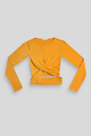 Long Sleeve Wrap Waist Crop Top Mango