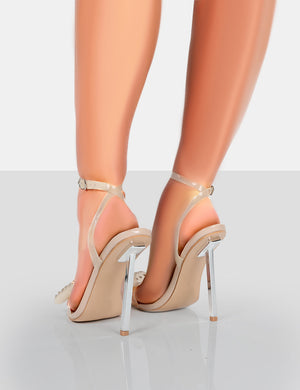 Gigi Nude Patent Stiletto Bow Heels