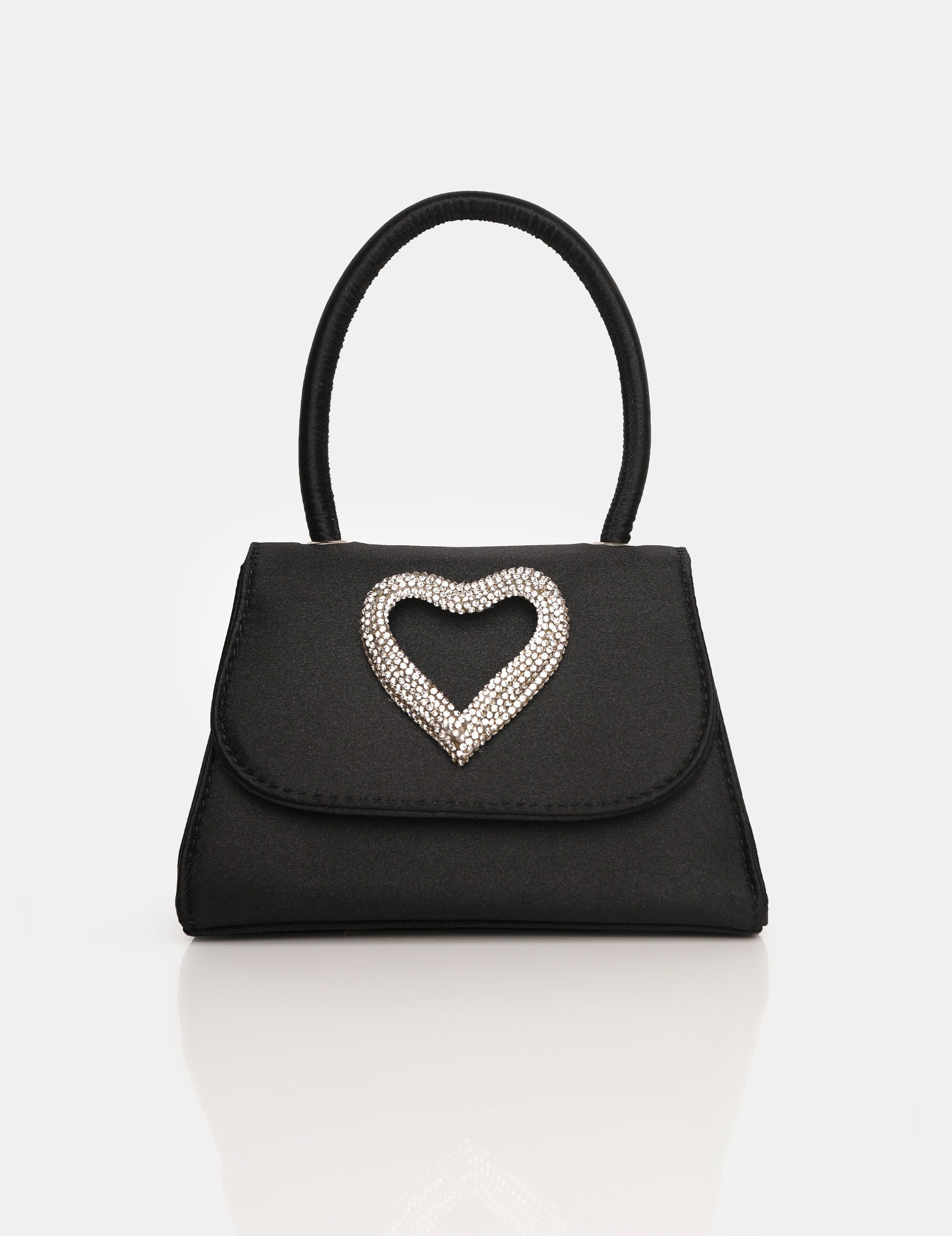 The Heart Black Satin Mini Bag