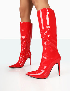 Horizon Red Patent Stiletto Knee High Boots