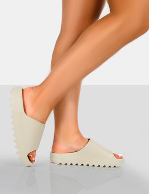 Brady Khaki Rubber Flat Slider Sandals