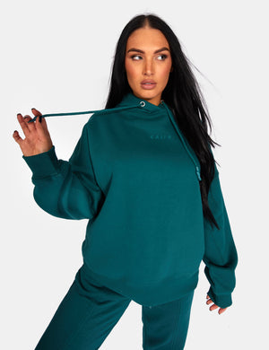 Kaiia Embroidered Oversized Hoodie Forest Green