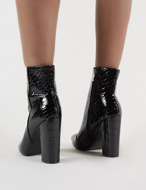 Presley Ankle Boots in Black Croc