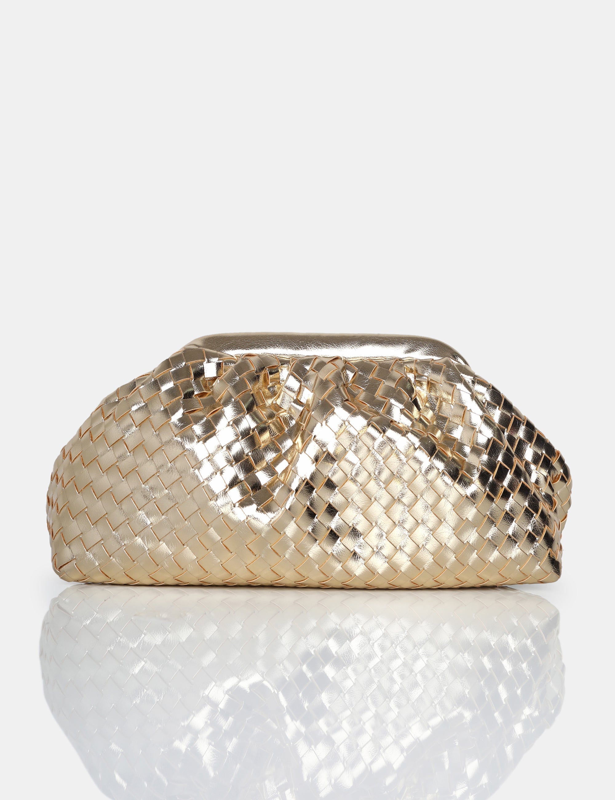 The Project Metallic Gold Weave Clutch Bag - One Size Public Desire