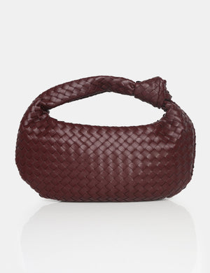 The Blame Burgundy Woven PU Knot Detail Mini Grab Bag