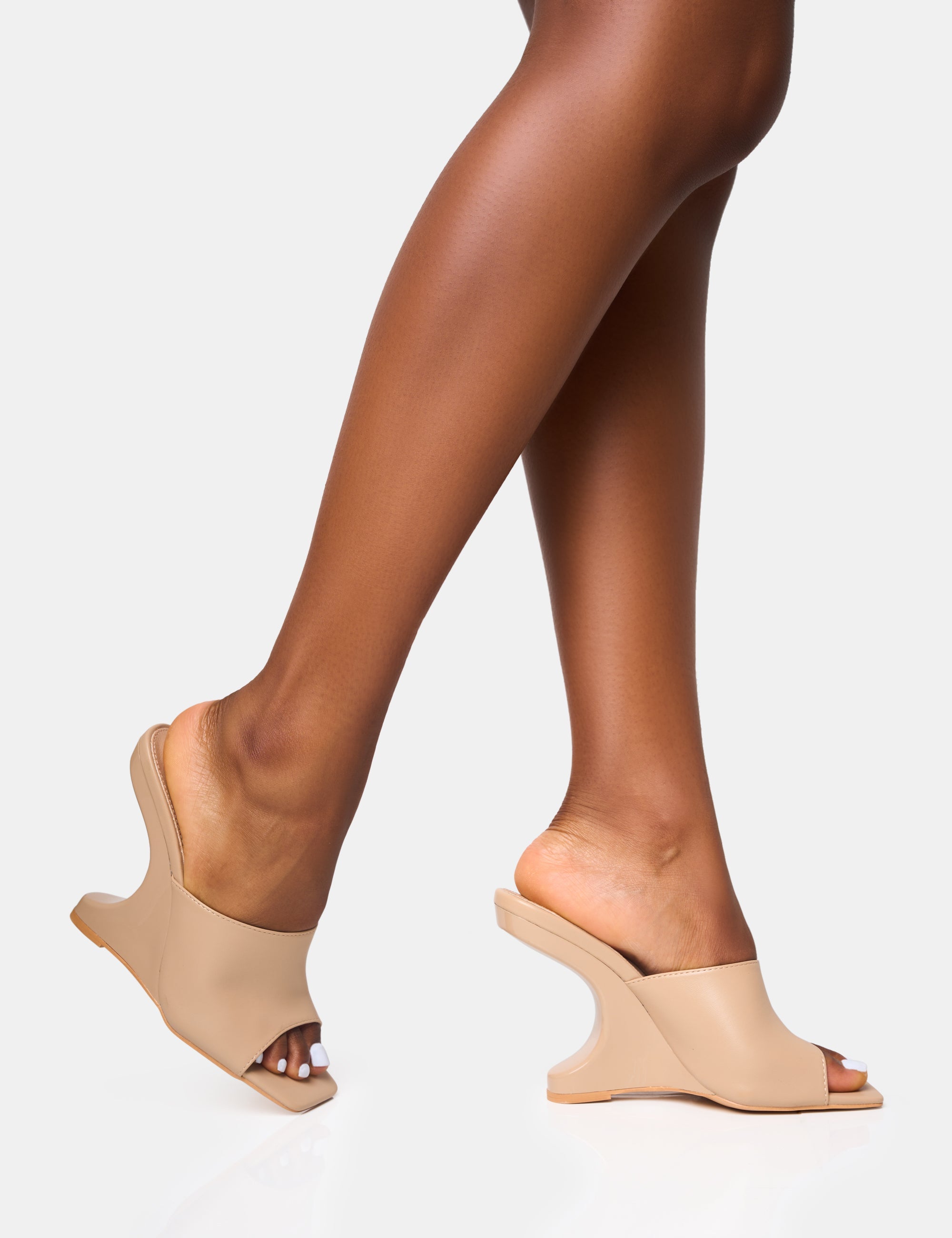 All in Nude Structured Wedge Heels US 10 UK 8 EU 41 Public Desire