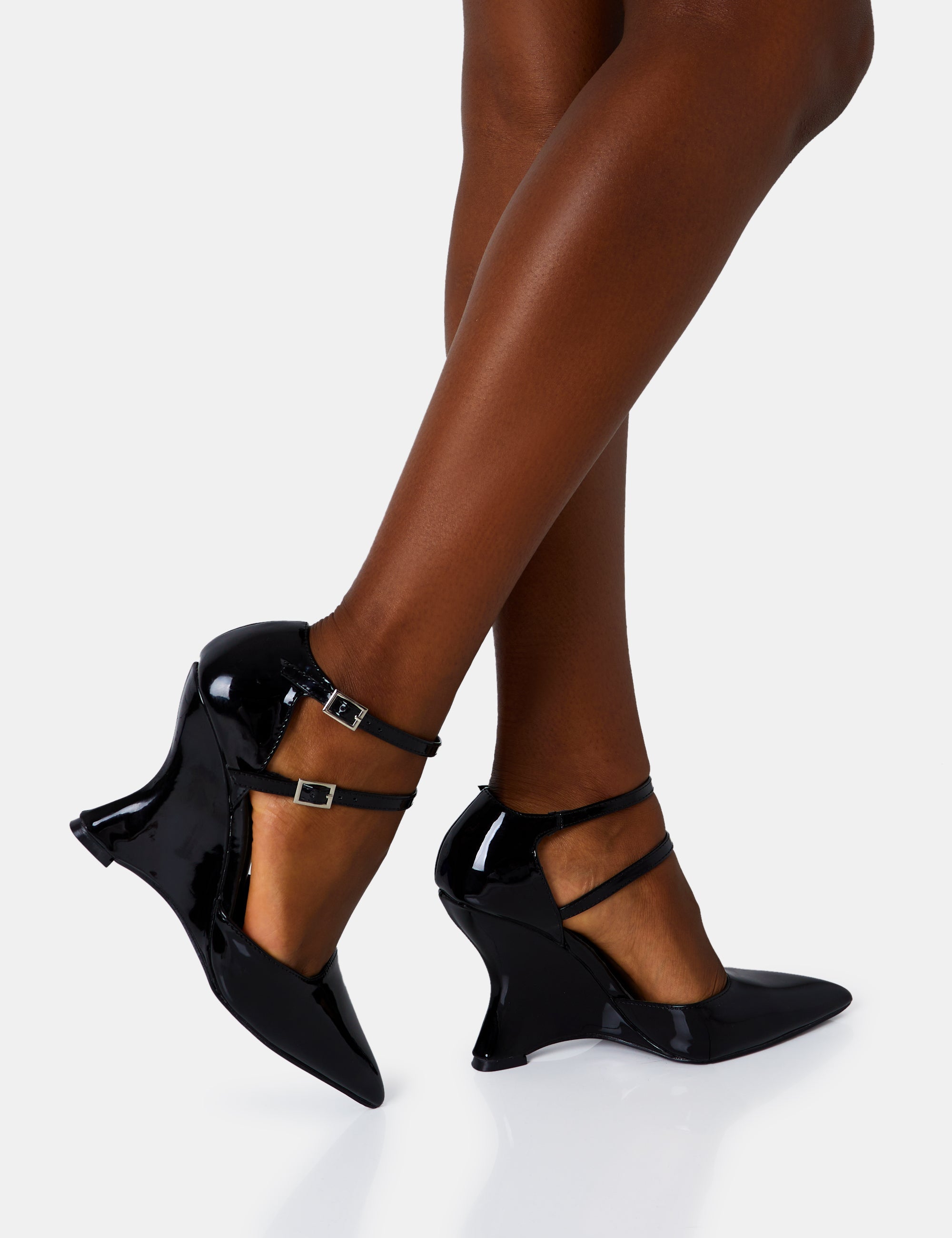 Buy Schutz Dual T-Strap High Heel Black Stilettos 8 UK (41 EU) at Amazon.in