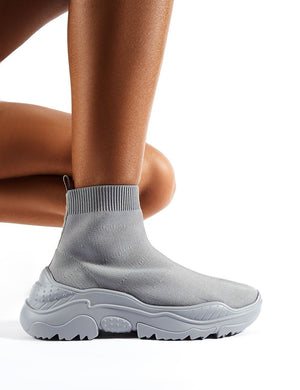 Callie Grey Knitted Sock Trainers