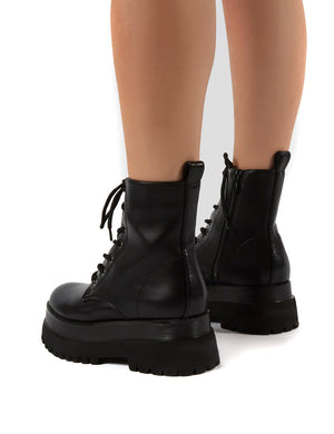 Corporal Black Chunky Sole Ankle Boots
