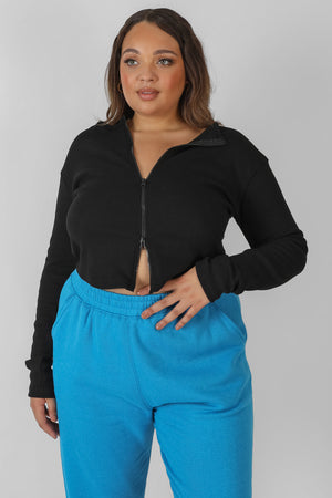 Curve Double Ended Zip Rib Top Black