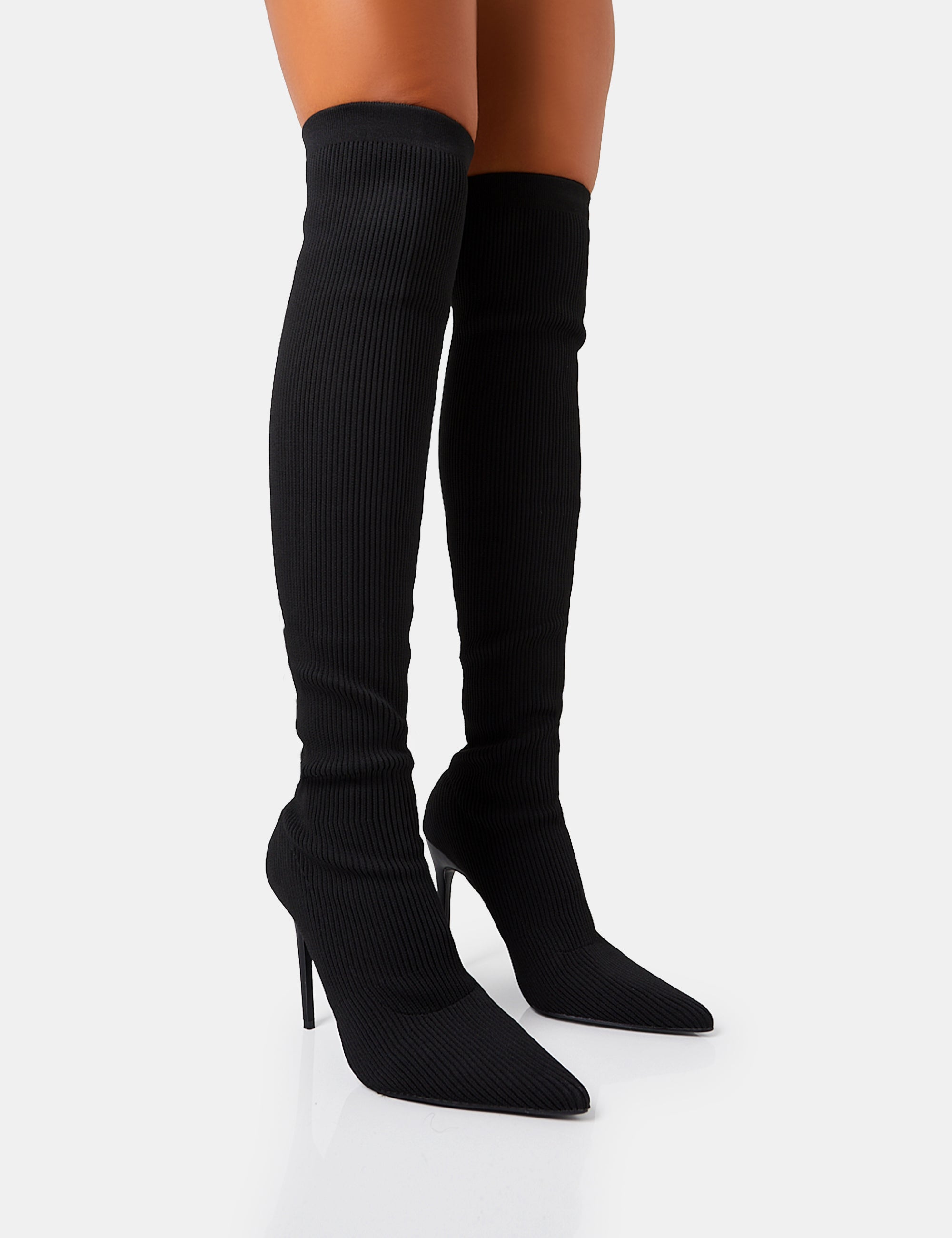 Black knee high sock hot sale boots