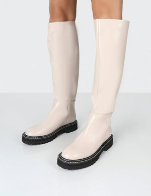 Dana Bone Pu Knee High Boots