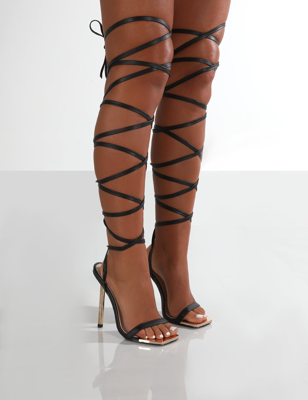 Strappy Lace Up Mid Calf Knee High Gladiator Stiletto Heel Pumps Sandals  G31 | eBay