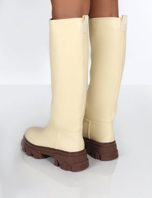 Elena Butter Knee High Chunky Sole Boots