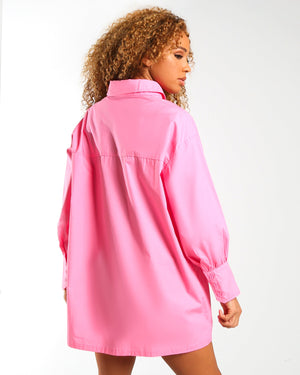 Amber x Public Desire pocket detail oversized shirt dress pink