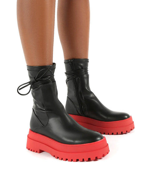 Black Chunky Red Sole Boot — L.A. Flava