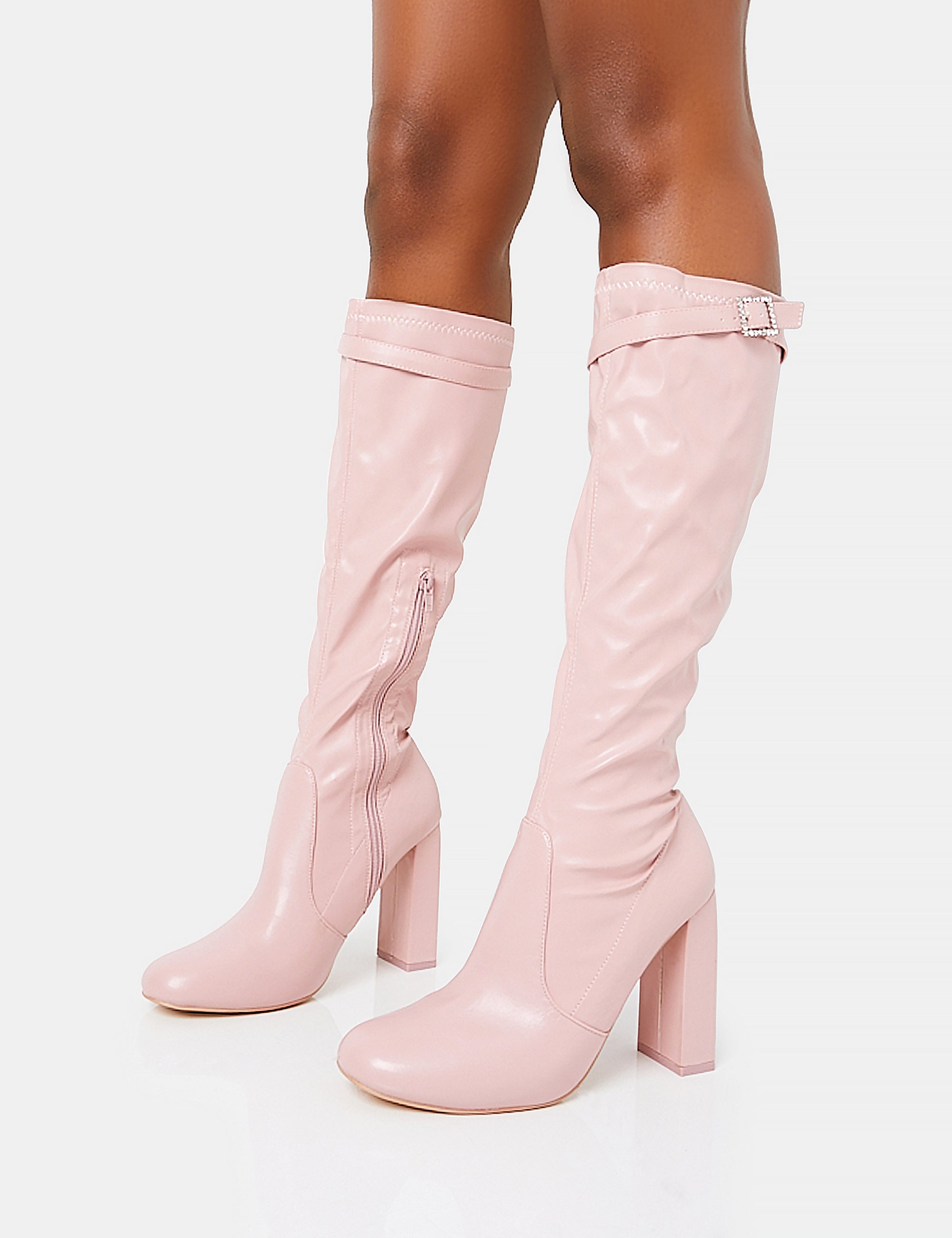 Womens Boots Knee High Pink Boots First Class Dusty Pink Pu